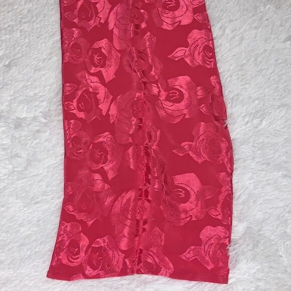 Vintage Pink Floral Imprinted Satin Hand Stitched Long Scarf Wrap 9.5”X45” - Picture 1 of 12